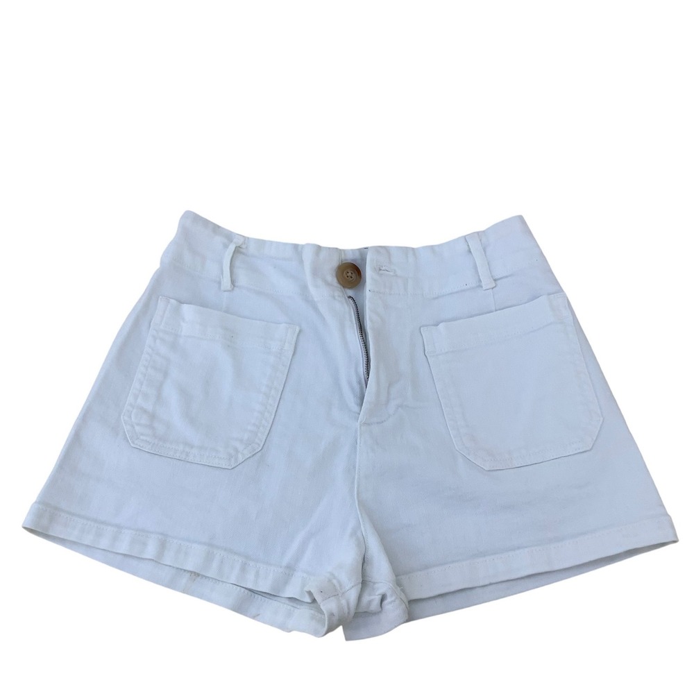 Maeve Anthropologie Colette White Denim High Rise Patch Pocket Shorts Size 29